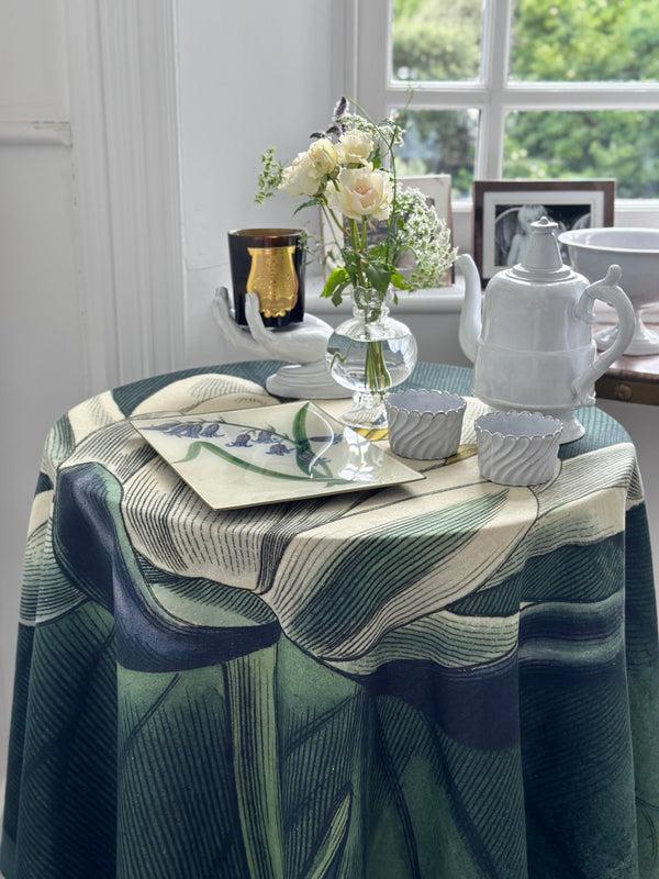 Summerill & Bishop S&B X John Derian 'Water Lily' Round Occasional Linen Tablecloth 165cm