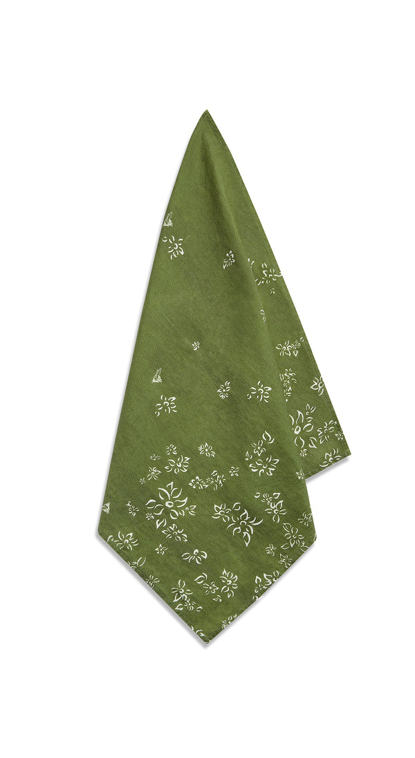 summerill & bishop 'S&Bee Falling Flower' Linen Napkin in Avocado Green 50x50cm