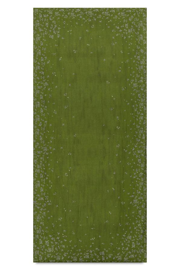summerill & bishop 'S&Bee Falling Flower' Linen Tablecloth in Avocado Green