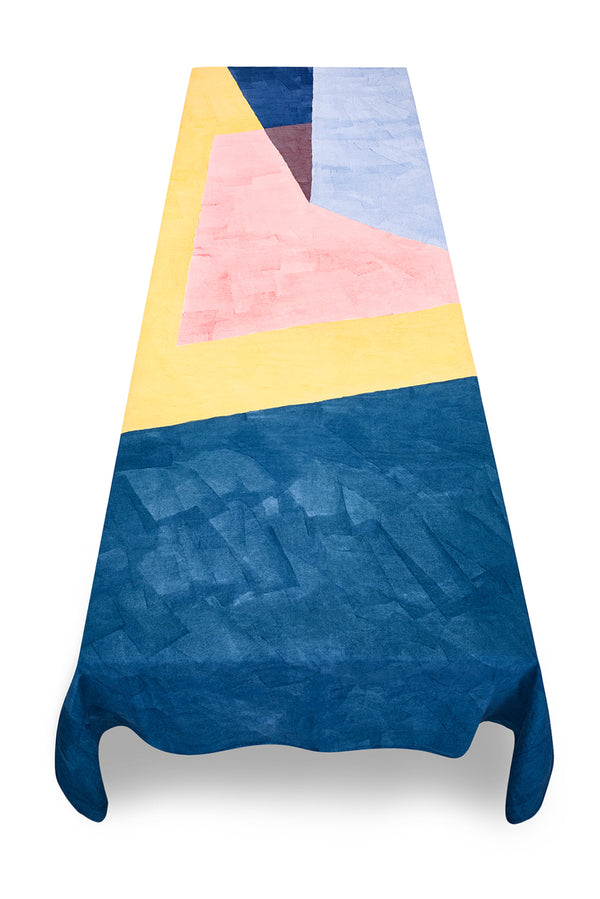 Summerill & Bishop "Sails" Block Colour Linen Tablecloth In Multicolours