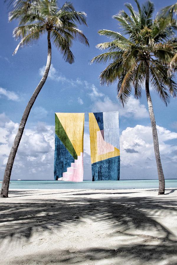 Summerill & Bishop "Sails" Block Colour Linen Tablecloth In Multicolours