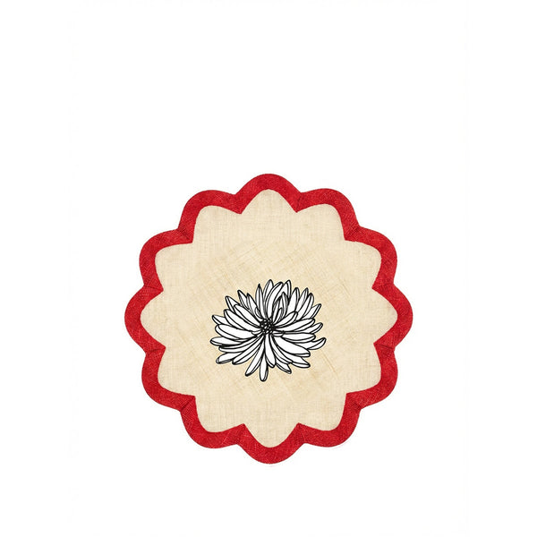 Summerill & Bishop Scallop Border Sinamay Placemat In Red 40cm