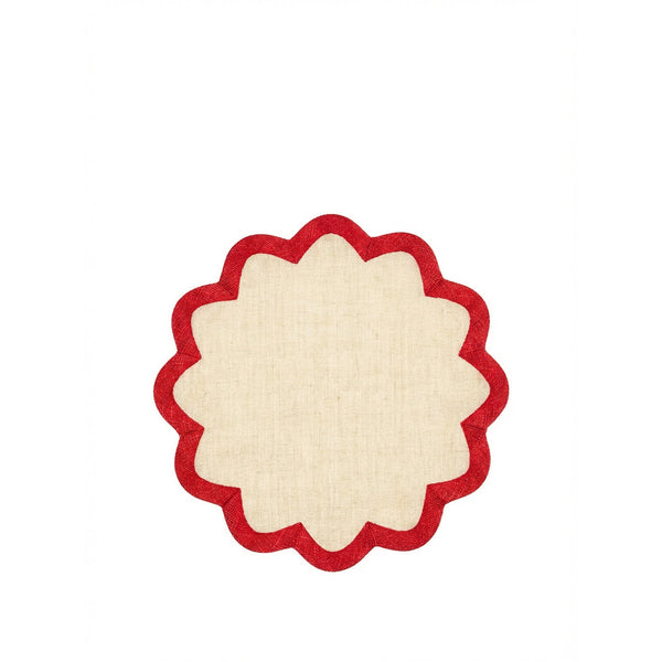 summerill & bishop Scallop Border Sinamay Placemat in Red 40cm