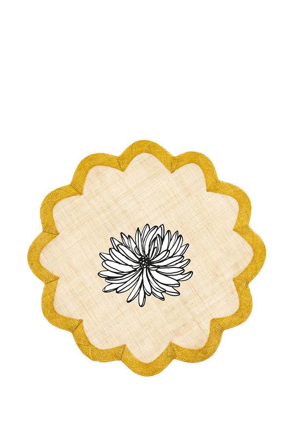 Summerill & Bishop Scallop Border Sinamay Placemat In Yellow 40cm