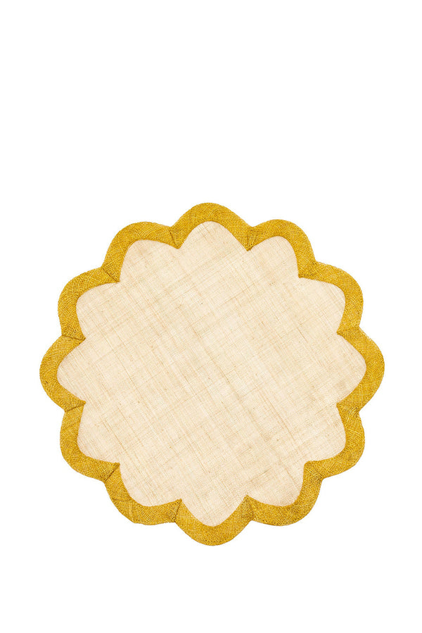 summerill & bishop Scallop Border Sinamay Placemat in Yellow 40cm