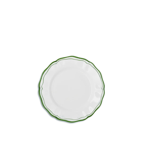 summerill & bishop Scalloped Side Plate With Olive Green Double Rim 21cm