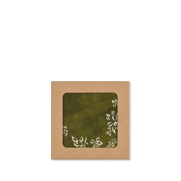 summerill & bishop Set of 6 Falling Flower Cork-Backed Coasters in Avocado Green