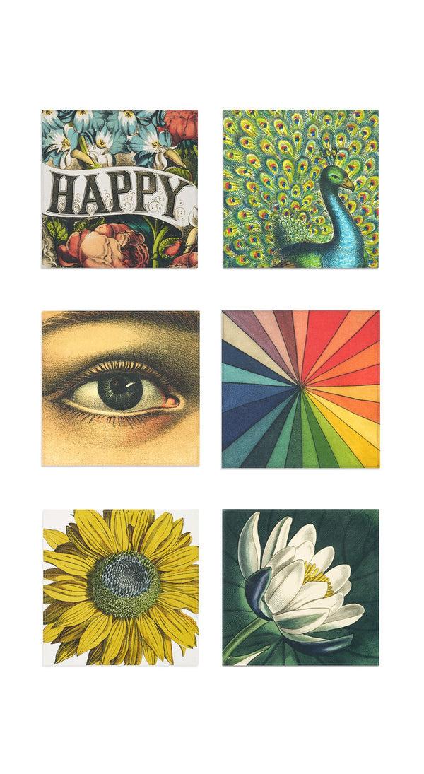 Summerill & Bishop Set Of 6 Mixed S&B X John Derian Linen Napkins 50x50cm