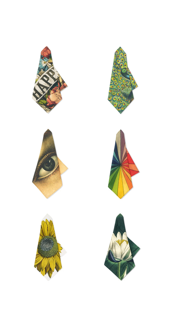 summerill & bishop Set of 6 Mixed S&B x John Derian Linen Napkins 50x50cm