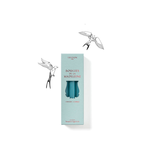 Summerill & Bishop Set Of Six Madeleine Candles In Aqua Blue 20cm