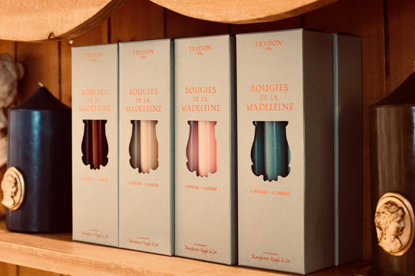 Summerill & Bishop Set Of Six Madeleine Candles In Aqua Blue 20cm