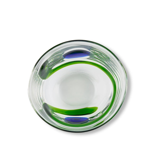 Summerill & Bishop Set Of Two Murano Spot & Swirl Handblown Glass Tumblers In Green And Blue 8.5cm