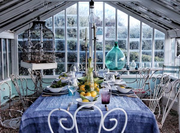 Summerill & Bishop 'Shades Of Blue' Striped Linen Tablecloth