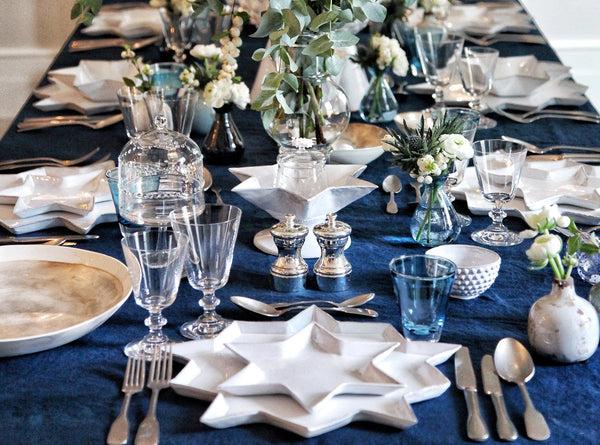 Summerill & Bishop 'Silver Edge' Linen Tablecloth In Midnight Blue