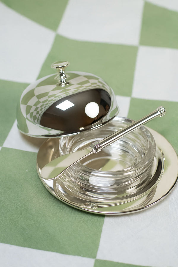 Summerill & Bishop Silver Plated Butter Dish & Knife 14cm