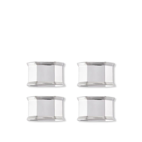 summerill & bishop Silver Plated Octagonal Napkin Rings Set of 4