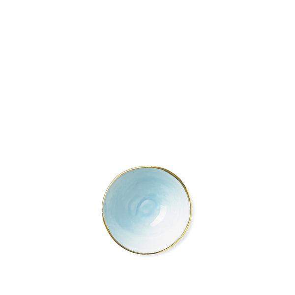 Summerill & Bishop Small Light Blue Ceramic Bowl With Gold Rim 6cm