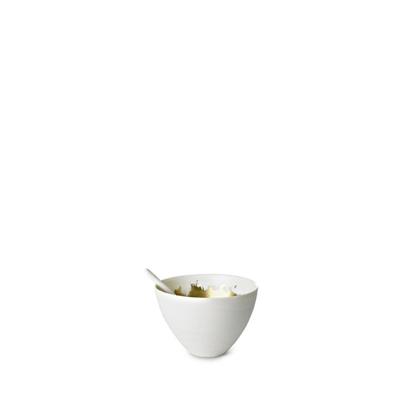 summerill & bishop Small Porcelain Bowl with a Matte Gold Interior and Spoon 6cm