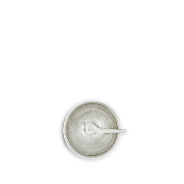 Summerill & Bishop Small Porcelain Bowl With A Matte Silver Interior And Spoon 6cm