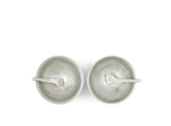 Summerill & Bishop Small Porcelain Bowl With A Matte Silver Interior And Spoon 6cm