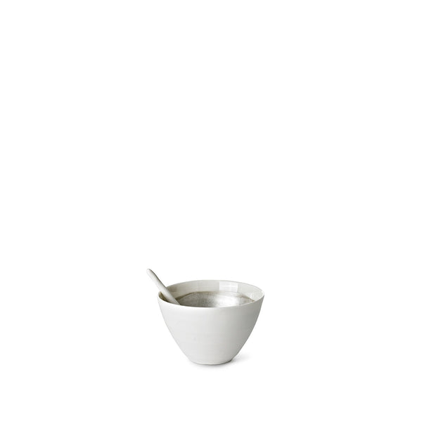 summerill & bishop Small Porcelain Bowl with a Matte Silver Interior and Spoon 6cm