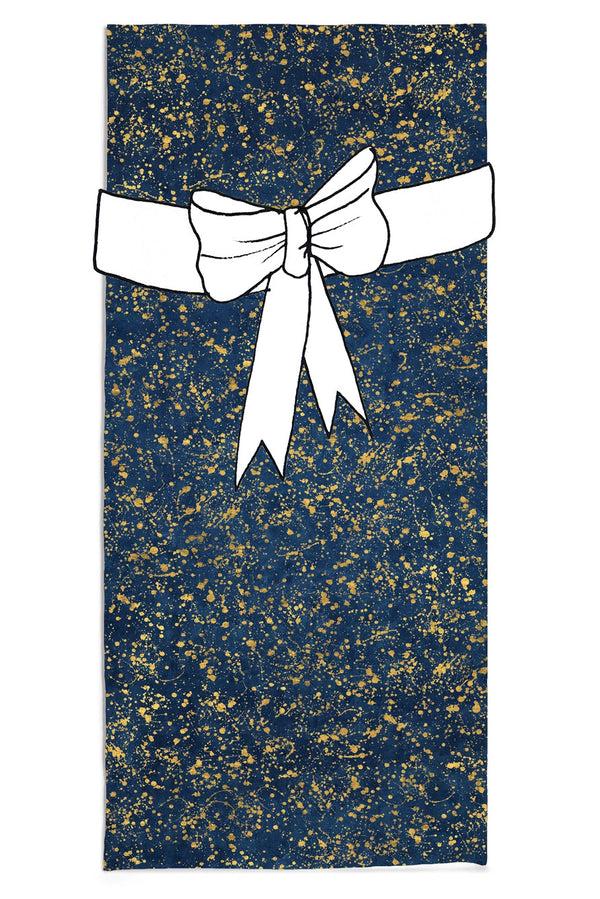 Summerill & Bishop Splatter Linen Tablecloth In Midnight Blue With Gold