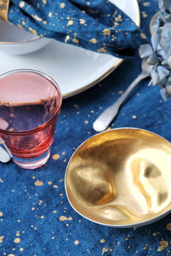 Summerill & Bishop Splatter Linen Tablecloth In Midnight Blue With Gold