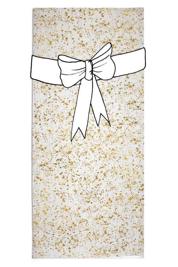Summerill & Bishop Splatter Linen Tablecloth In White & Gold