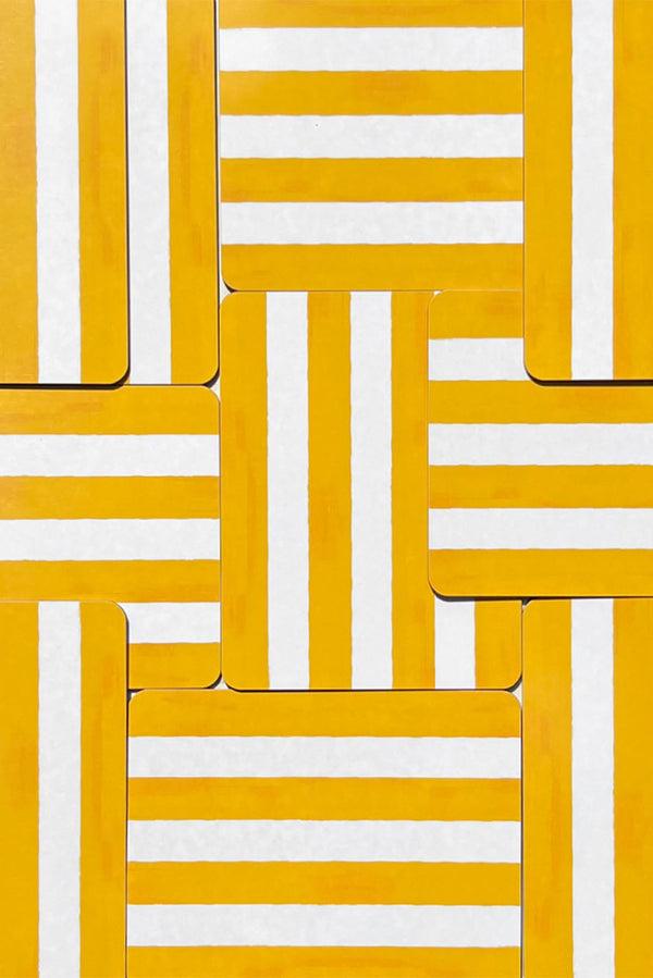 Summerill & Bishop 'Stripe' Cork-Backed Placemat In Lemon Yellow 29 X 38cm