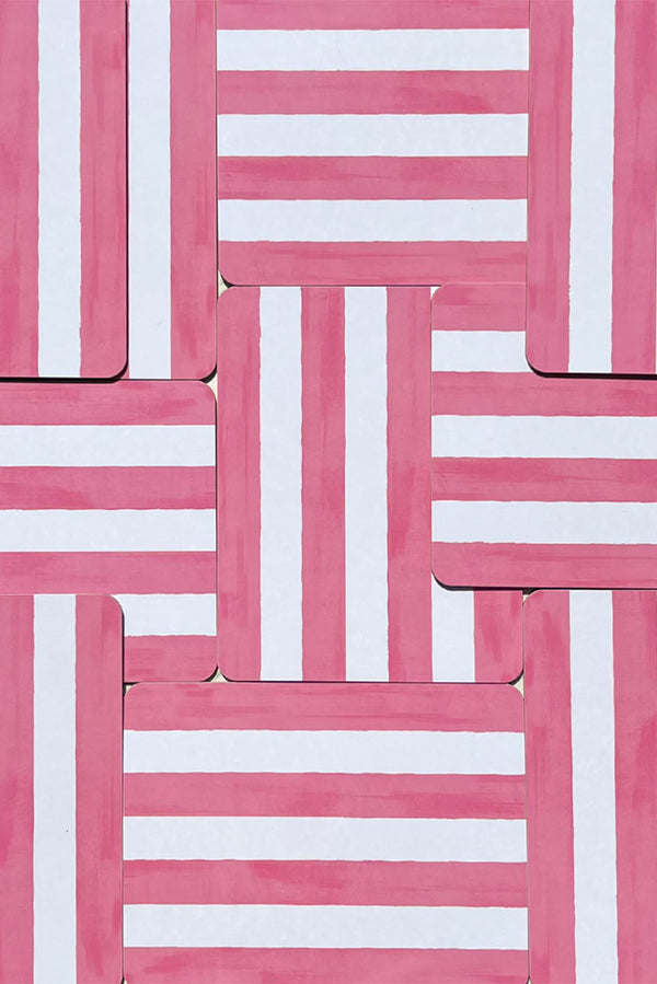 Summerill & Bishop 'Stripe' Cork-Backed Placemat In Rose Pink 29 X 38cm