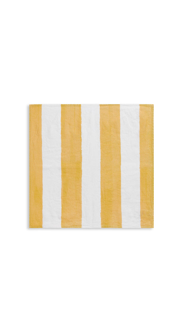 Summerill & Bishop 'Stripe' Linen Napkin In White & Lemon Yellow 50x50cm