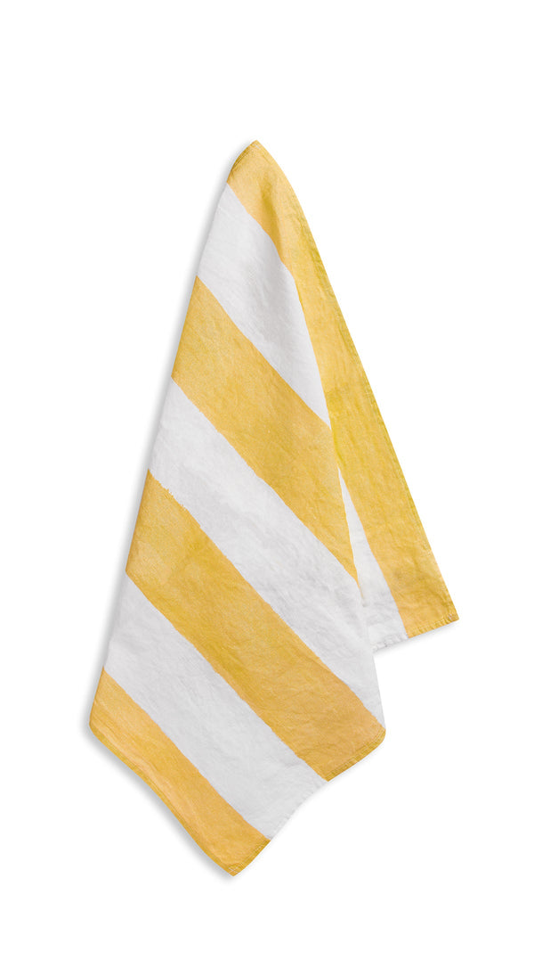 summerill & bishop 'Stripe' Linen Napkin in White & Lemon Yellow 50x50cm