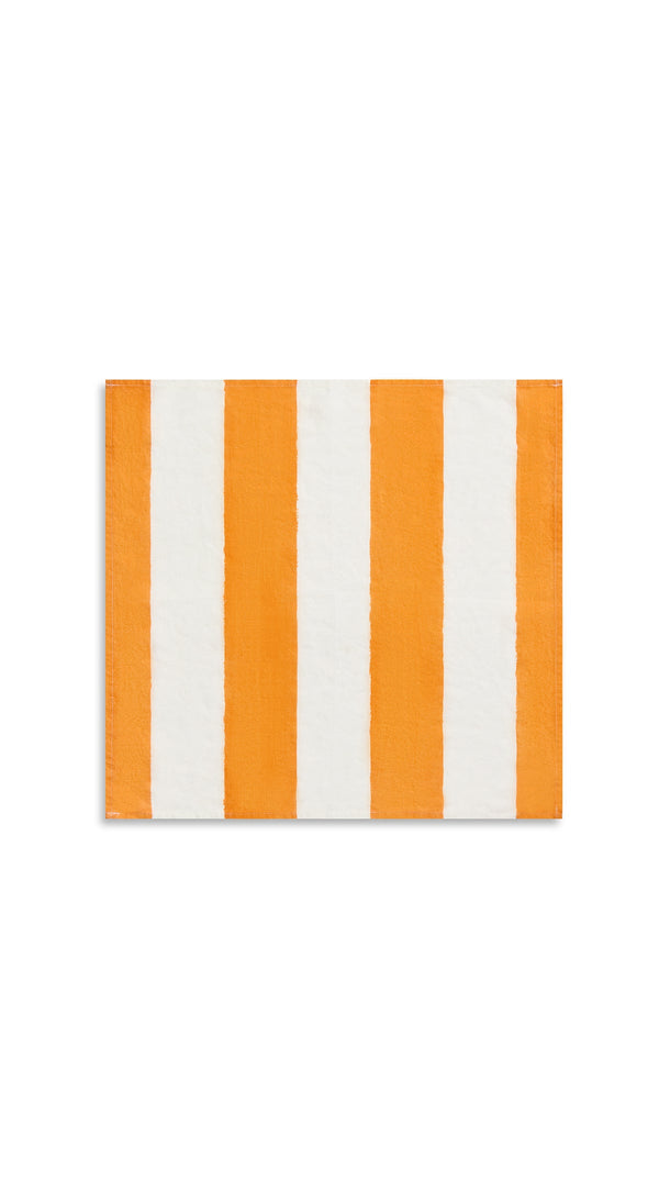 Summerill & Bishop 'Stripe' Linen Napkin In White & Orange 50x50cm