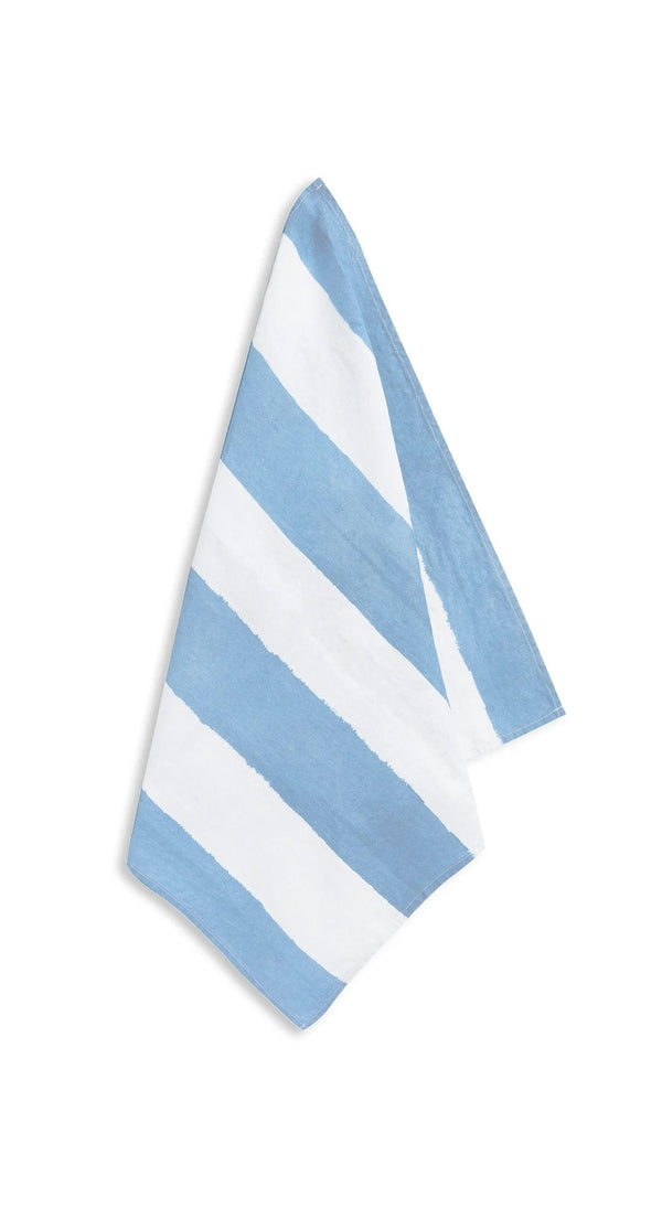 summerill & bishop 'Stripe' Linen Napkin in White & Pale Blue 50x50cm