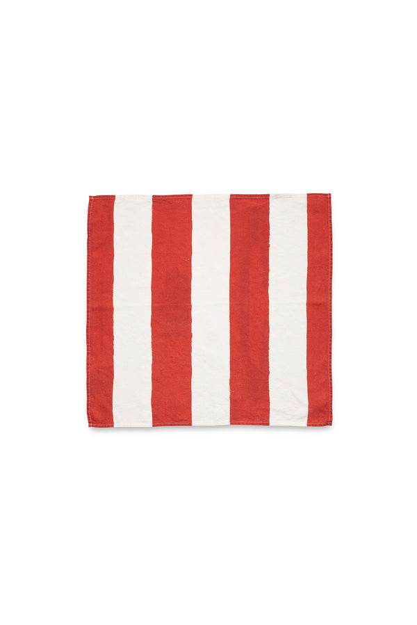 Summerill & Bishop 'Stripe' Linen Napkin In White & Red 50x50cm