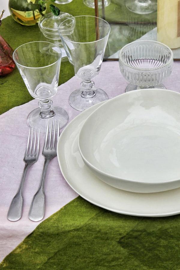 Summerill & Bishop 'Stripe' Linen Tablecloth In Avocado Green And Pale Pink