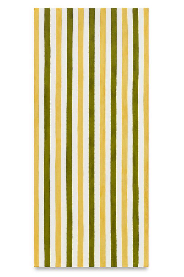 summerill & bishop 'Stripe' Linen Tablecloth in Avocado Green & Lemon Yellow