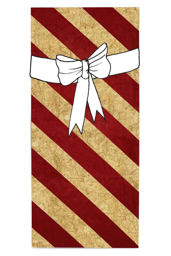 Summerill & Bishop 'Stripe' Linen Tablecloth In Gold And Claret Red