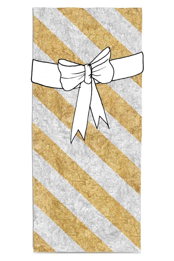 Summerill & Bishop Stripe Linen Tablecloth In Gold & Silver