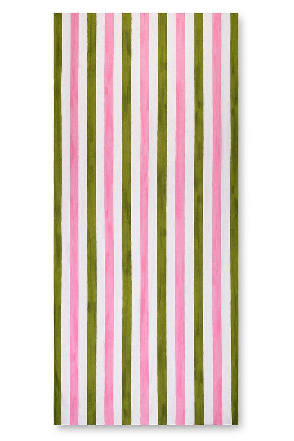 summerill & bishop 'Stripe' Linen Tablecloth in Rose Pink & Avocado Green