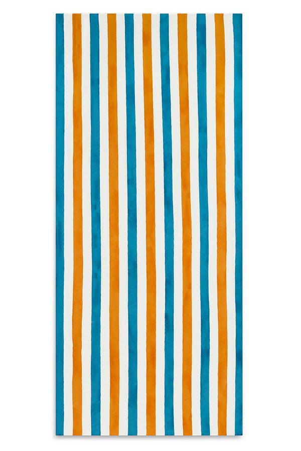 summerill & bishop 'Stripe' Linen Tablecloth in Sky Blue & Orange