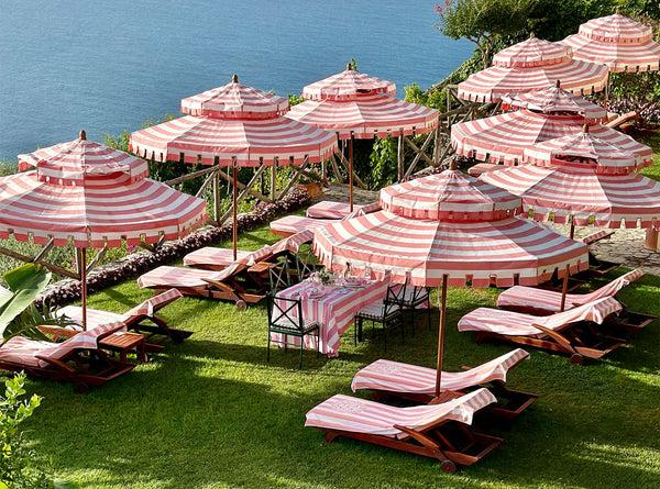 Summerill & Bishop 'Stripe' Linen Tablecloth In White & Pink