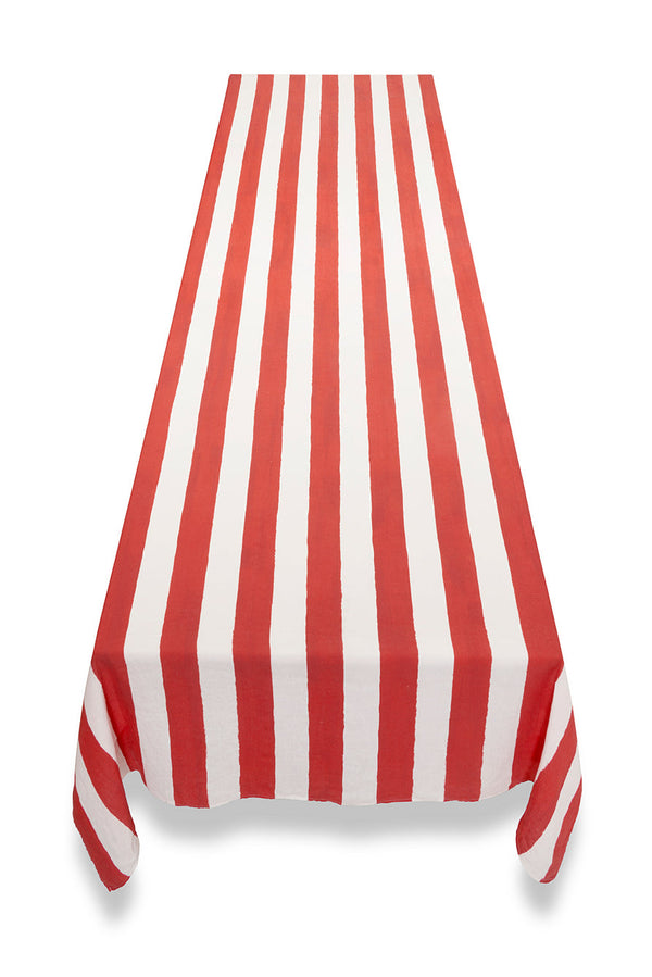 Summerill & Bishop 'Stripe' Linen Tablecloth In White & Red