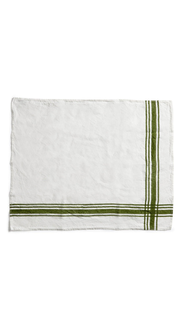 Summerill & Bishop Stripe Linen Tea Towel In Avocado Green 55x70cm