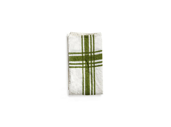 Summerill & Bishop Stripe Linen Tea Towel In Avocado Green 55x70cm