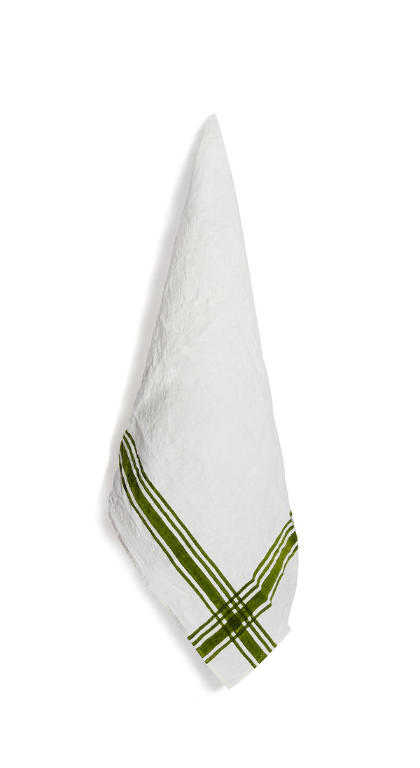summerill & bishop Stripe Linen Tea Towel in Avocado Green 55x70cm