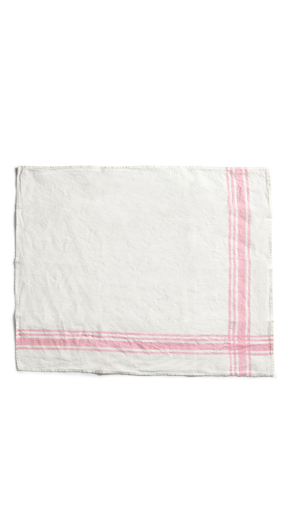 Summerill & Bishop Stripe Linen Tea Towel In Rose Pink 55x70cm