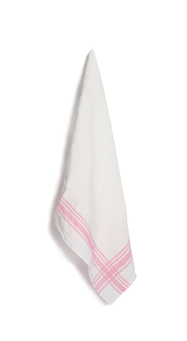 summerill & bishop Stripe Linen Tea Towel in Rose Pink 55x70cm