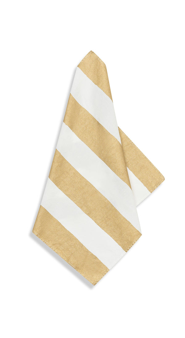 summerill & bishop 'Stripe' Screen Printed Linen Napkin in Gold 50x50cm