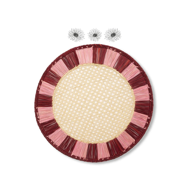 Summerill & Bishop Striped Border Placemat In Burgundy And Pink 39cm